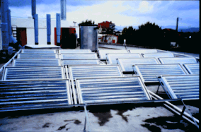 Solar collector field of a desiccant cooling plant for air-conditioning of an office in Lisbon, Portugal